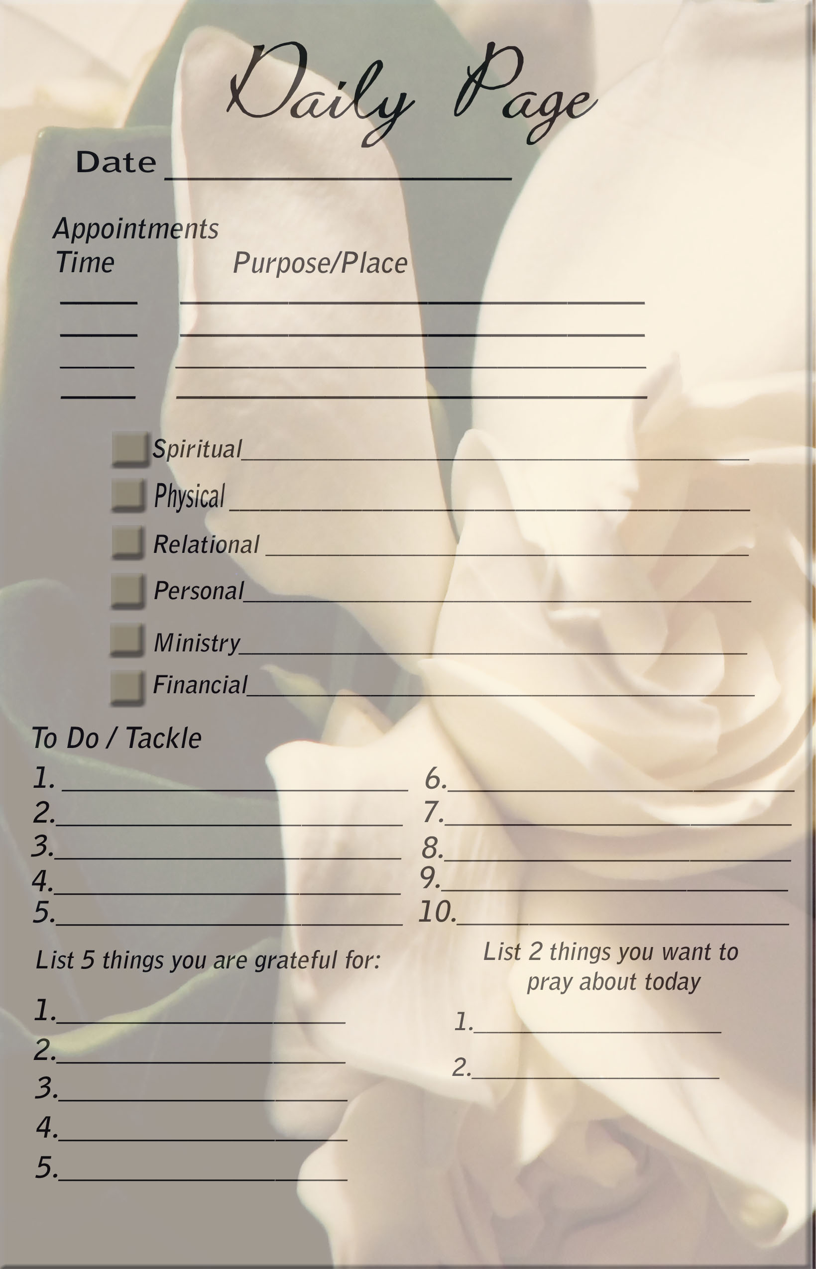 day planner pages